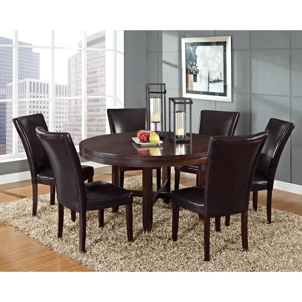 Hampton Dark Brown Cherry and Bonded Leather Dining Set by Greyson Living