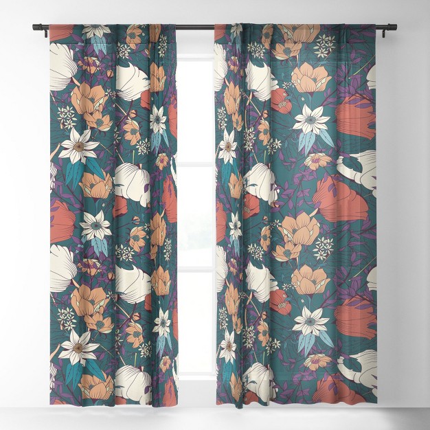 Bluelela Botanical Pattern Single Panel Sheer Window Curtain Deny Designs