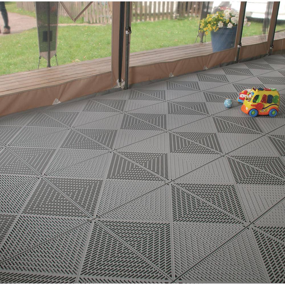 Bergo Unique 14.9 in. x 14.9 in. Graphite Polypropylene Garage Floor Tile (54 sq. ft.  case) UITILEGP