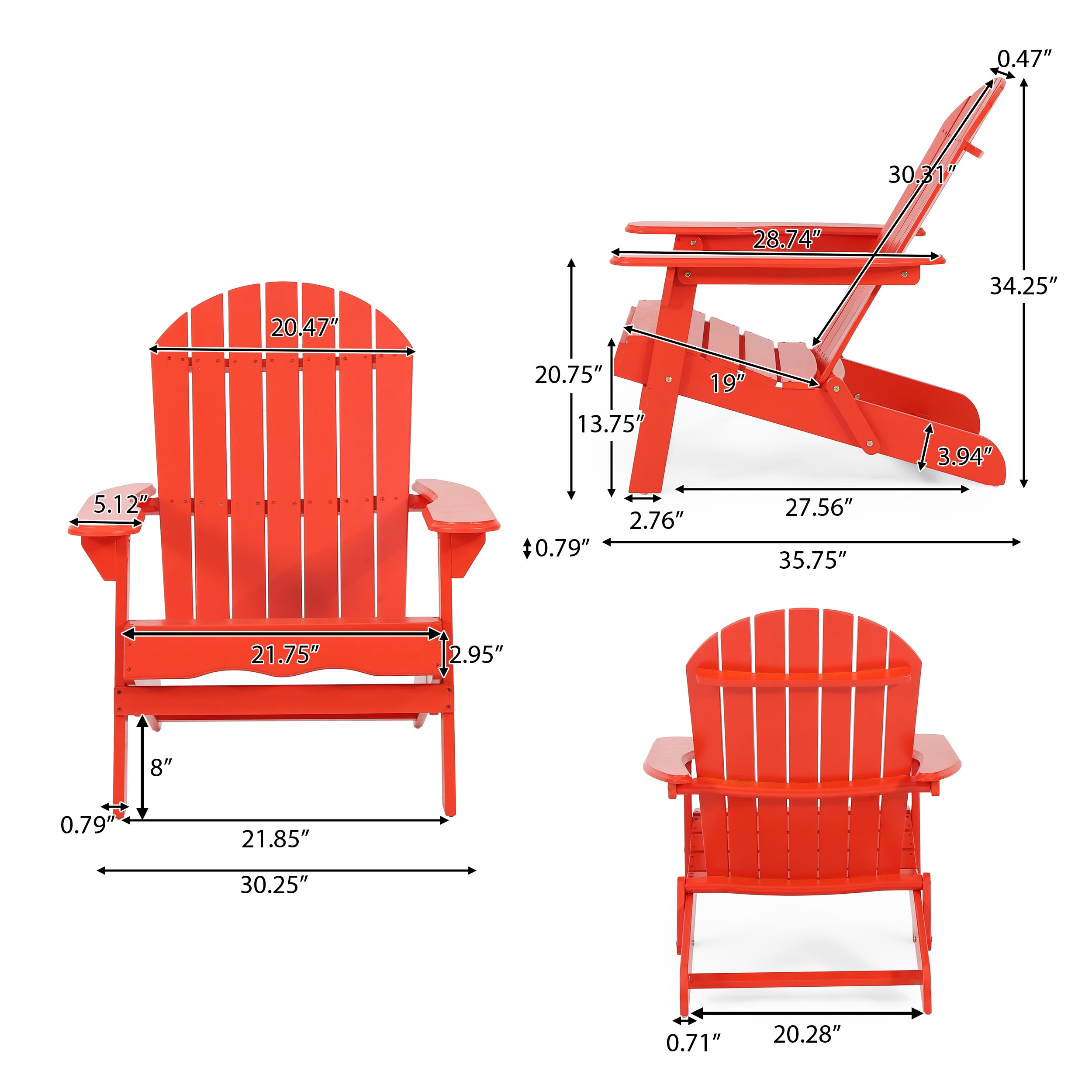 Cartagena Outdoor Acacia Wood Adirondack Chair