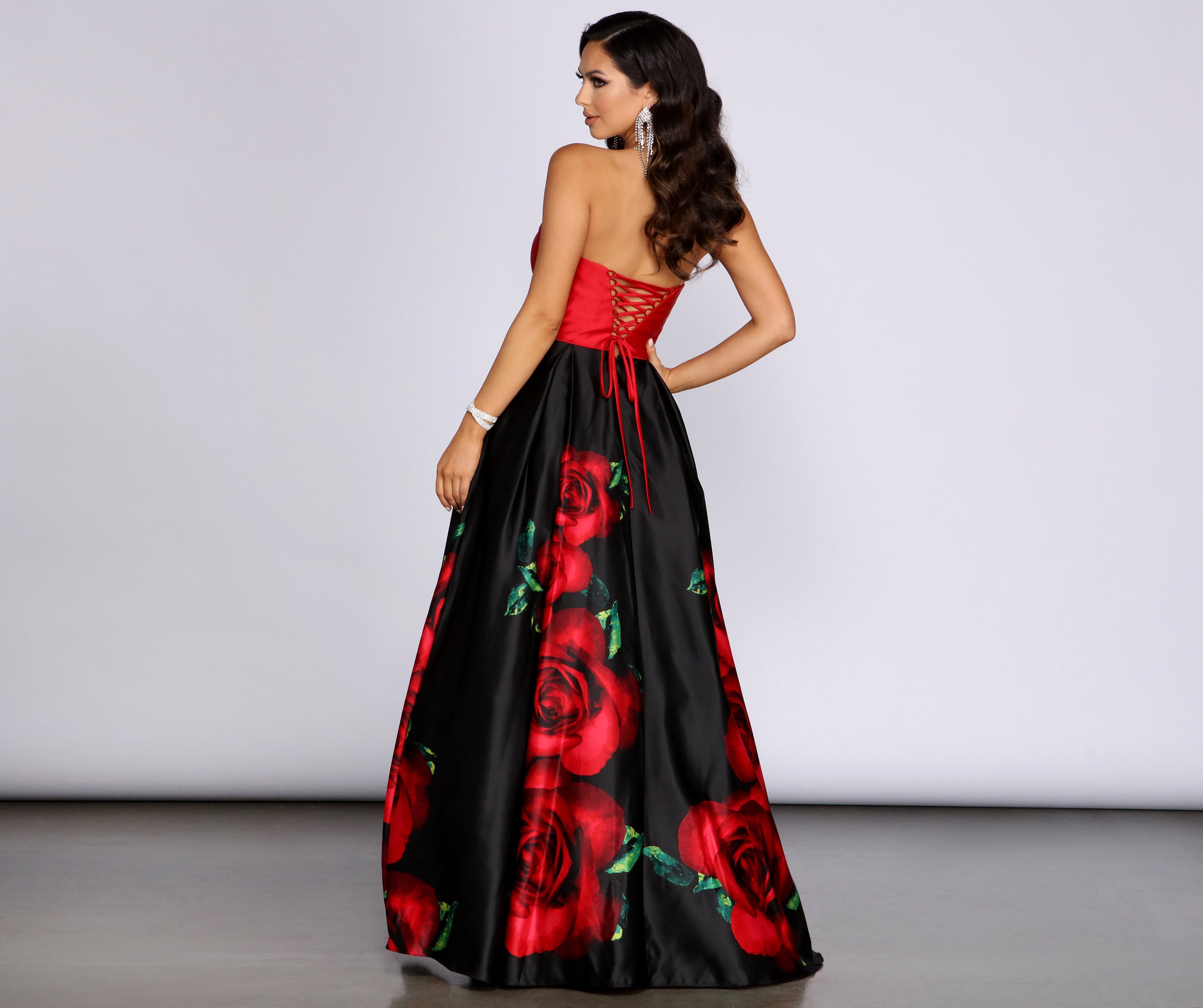 Macie Strapless Rose Ball Gown