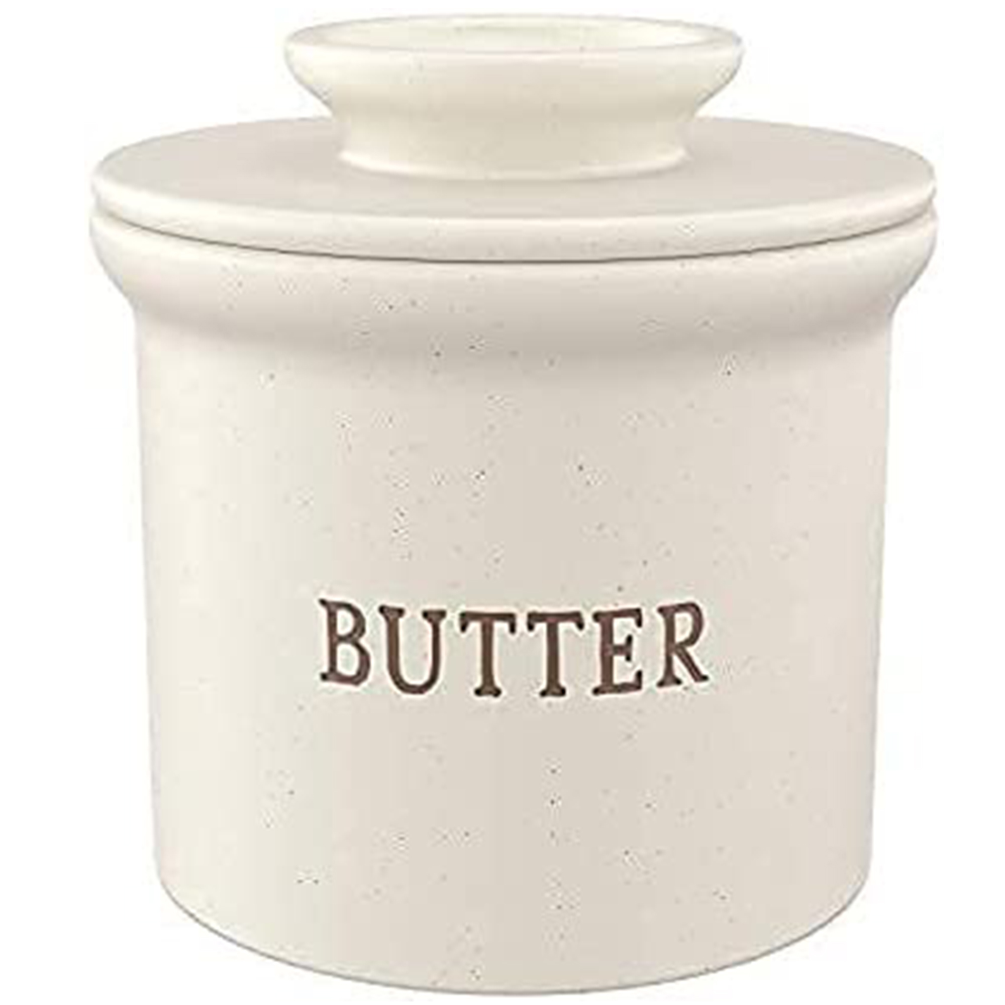 Kook Butter Bell Crock Speckled White Butter Dish with Lid Kitchen Accessories