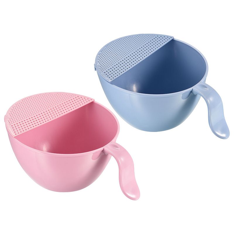 Rice Washing Bowl Fruit Vegetable Colander Drain Basket 2PCS