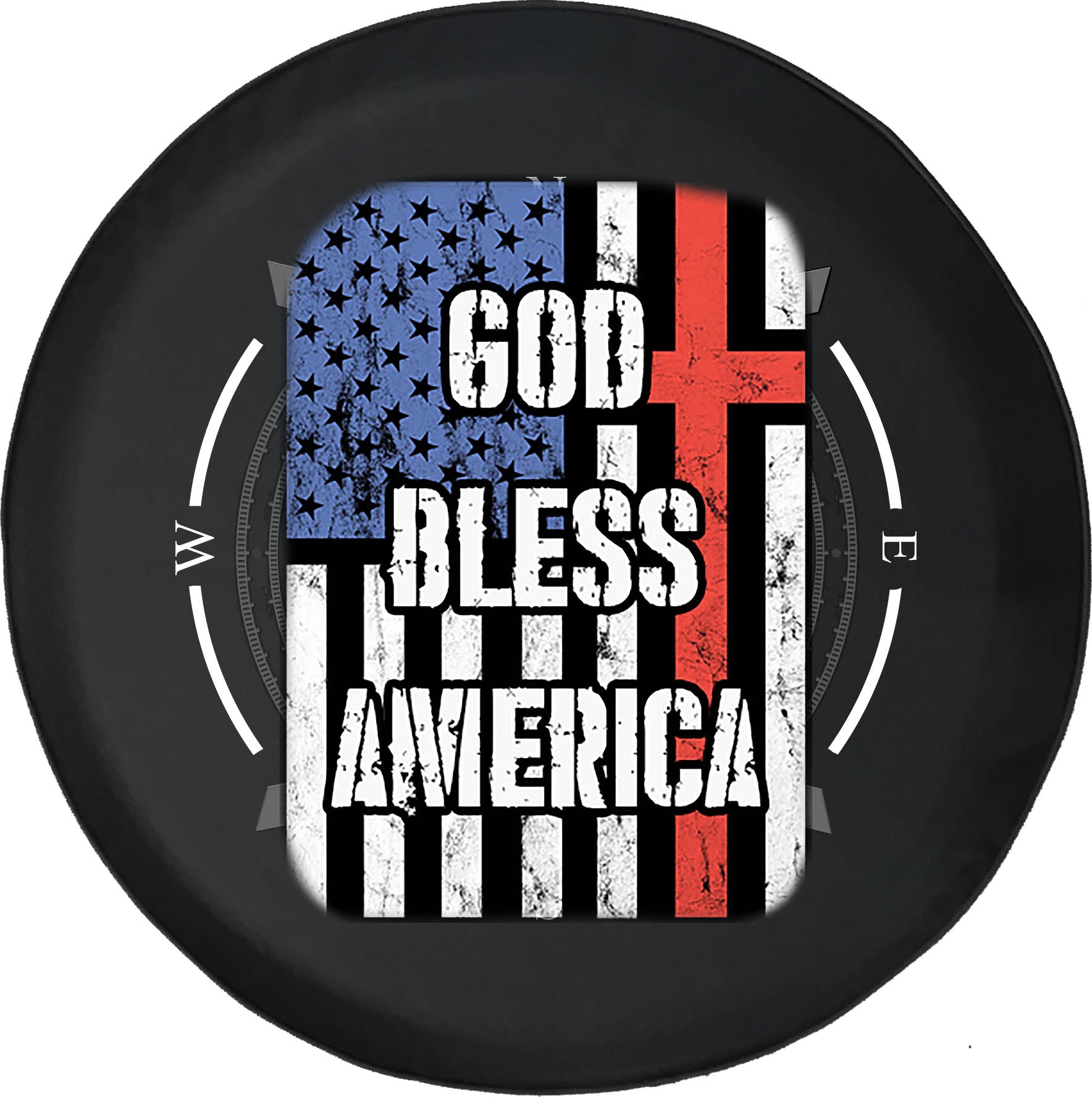 Spare Tire Cover Compass God Bless America Flag Cross Wheel Covers Fit for SUV accessories Trailer RV Accessories and Many Vehicles