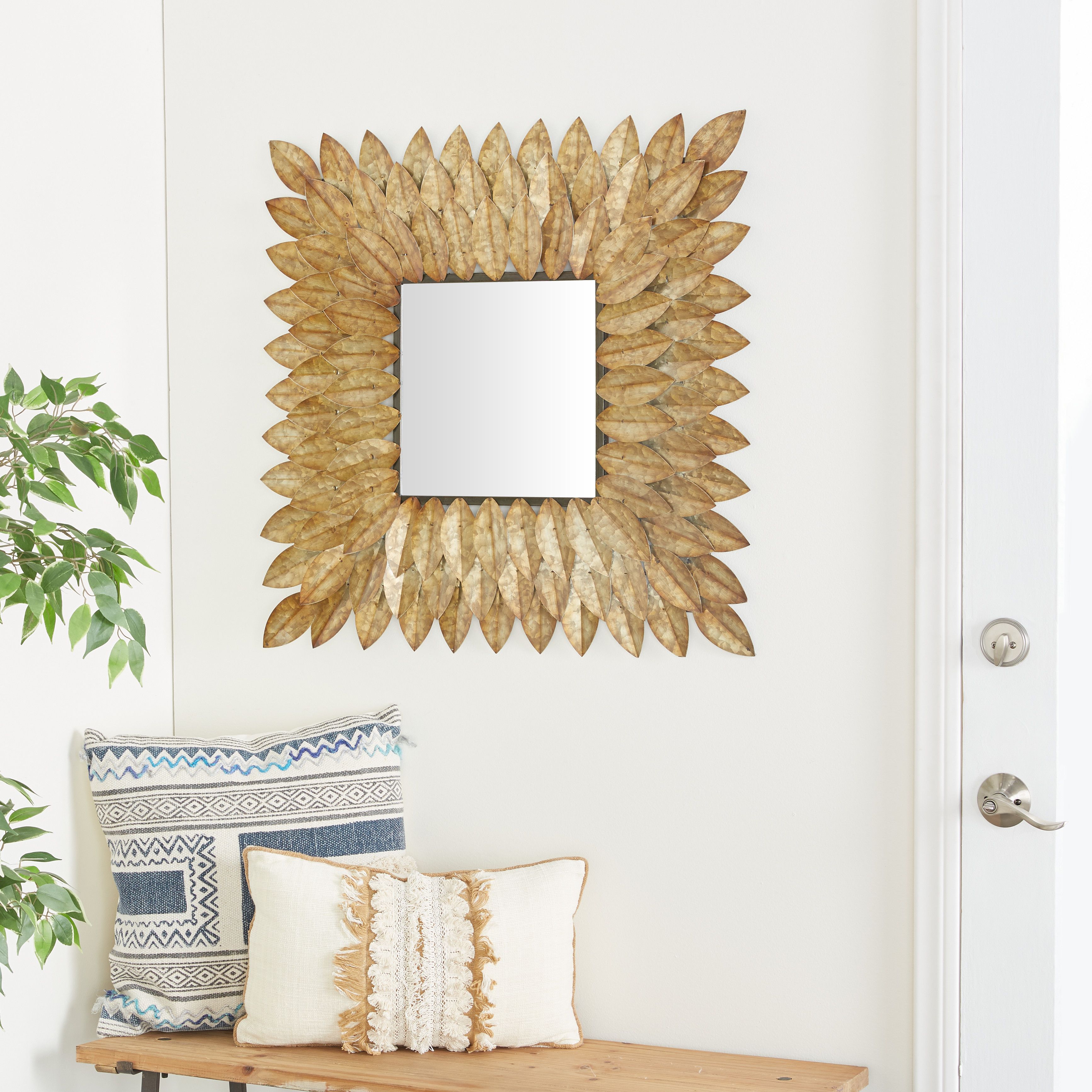 Brown Rustic Metal Wall Mirror 30 x 30