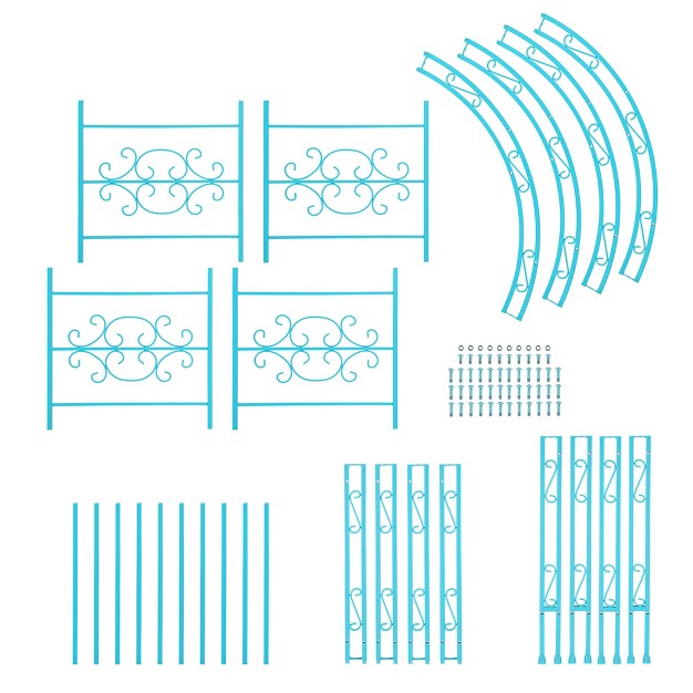 Evergreen Montebello Iron Garden Arbor Coastal Blue 53 X 84 X 23 Inches Fade And Weather Resistant Outdoor Decor