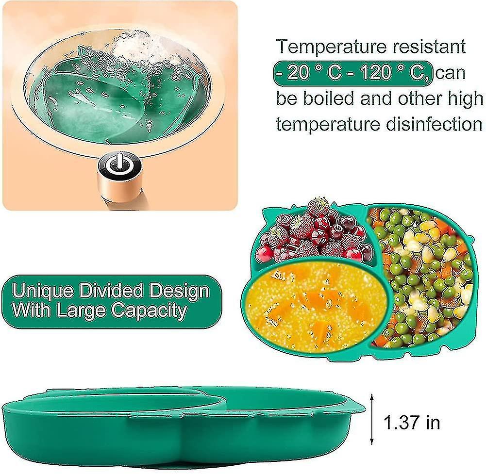 Children's Plate With Suction Cup Baby Plate Non-slip Silicone Plate