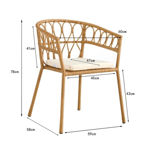 Outdoor dining simple bamboo chair table ，PE ratten round table 110CM plastic wood top