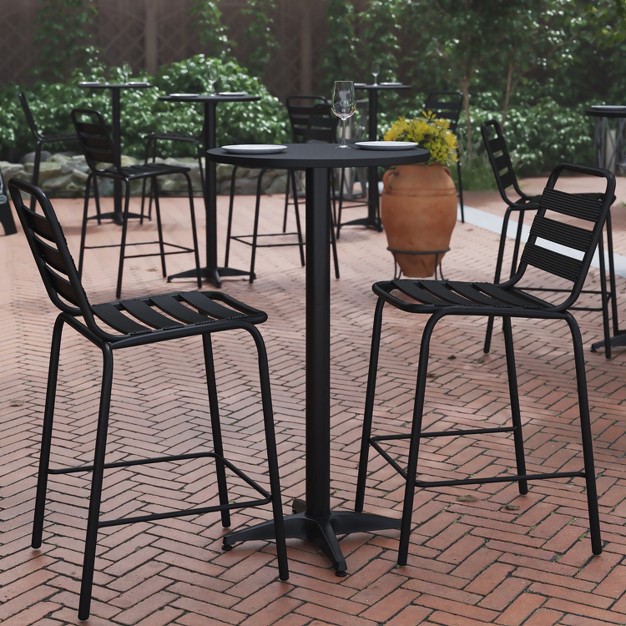 Round Aluminum Indoor outdoor Bar Height Table With Flip up Table