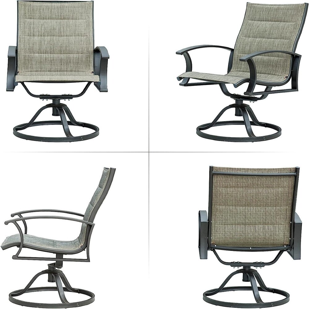 Set of 2 Patio Dining Swivel Chairs Metal Steel Chair