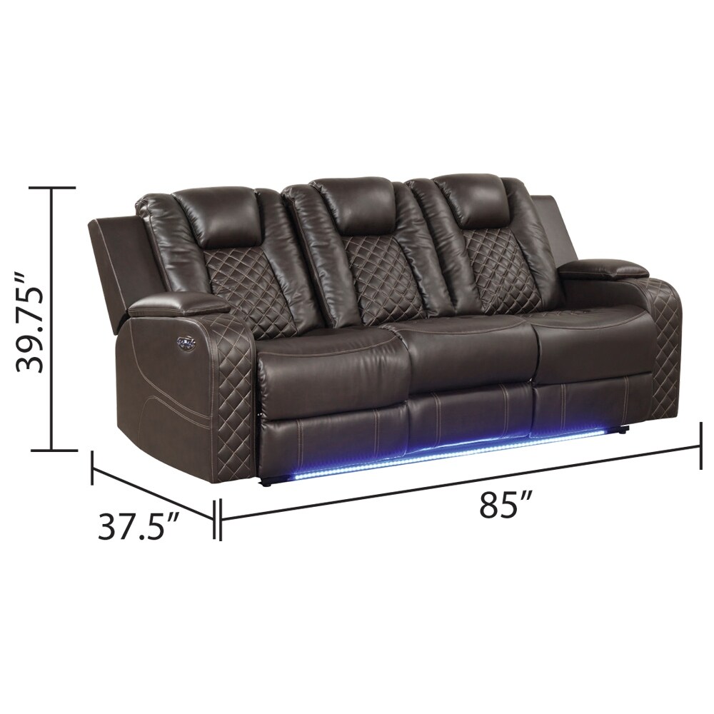 Benz Power Reclining Sofa with Built in USB   Bottom Lights LED Made in Faux Leather