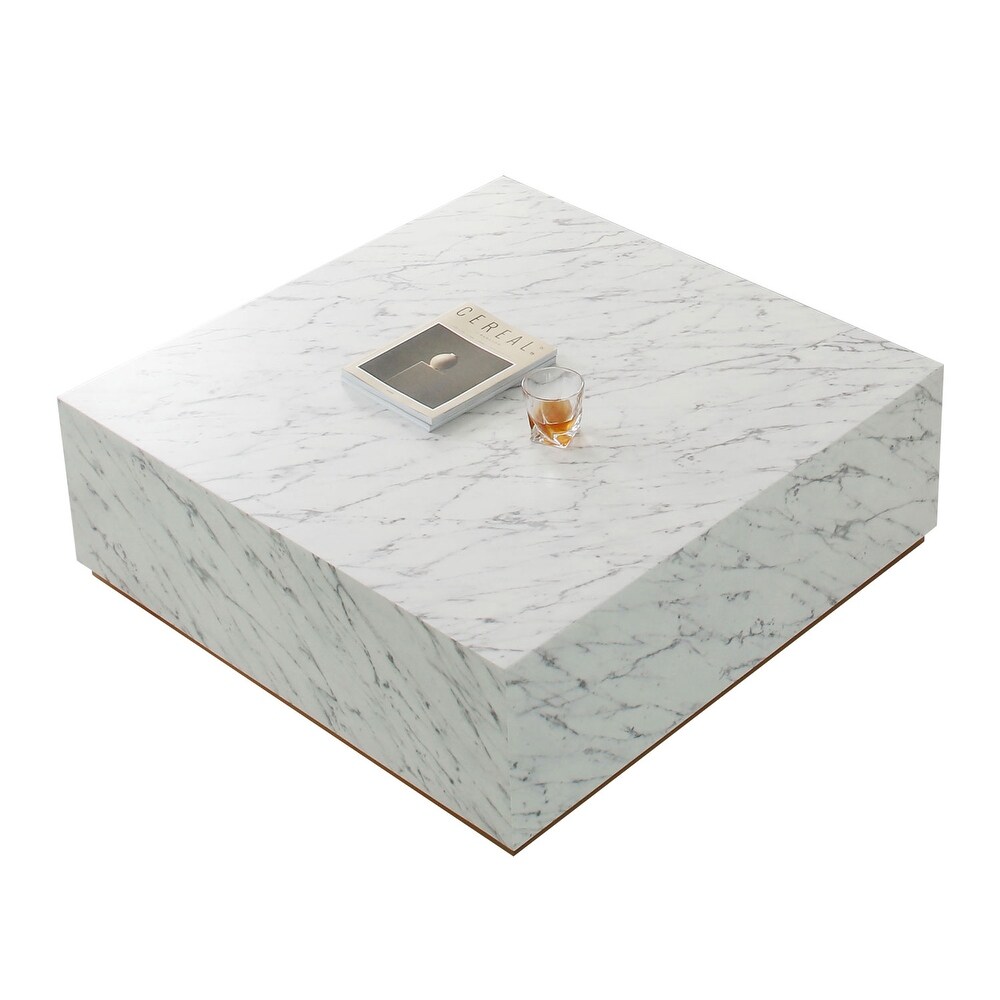 Marble Coffee Tables Square End Tables with Gold Pedestal Sofa Tables