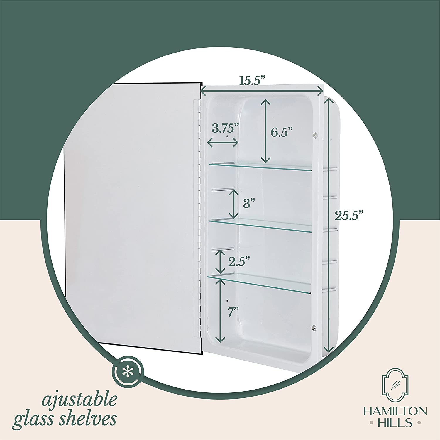 Hamilton Hills Simple Recessed Medicine Cabinet with Mirror