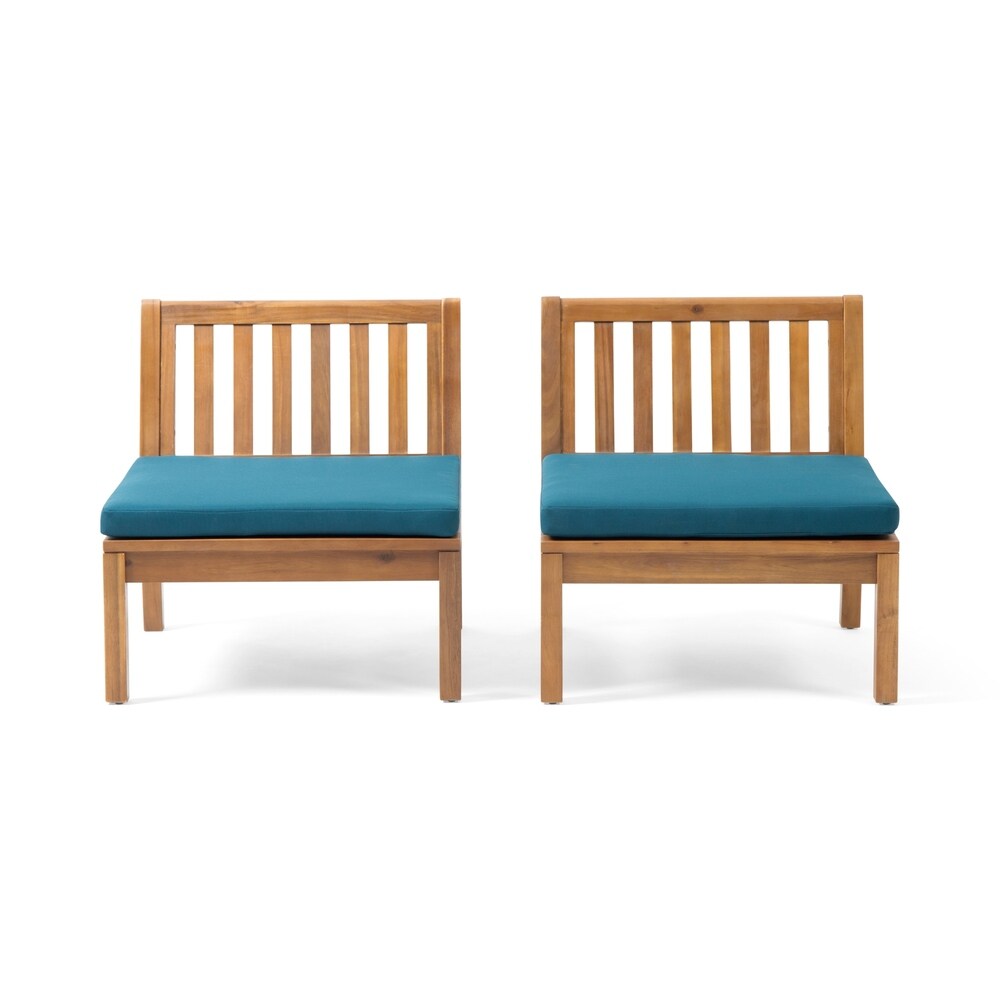 Caswell Outdoor Acacia Wood Club Chair with Cushion (Set of 2) by Christopher Knight Home