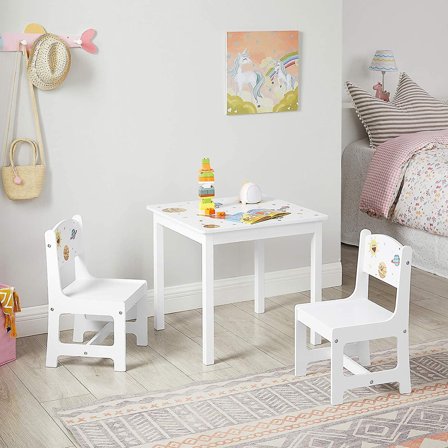 Kindertafelset met 2 stoelen wit