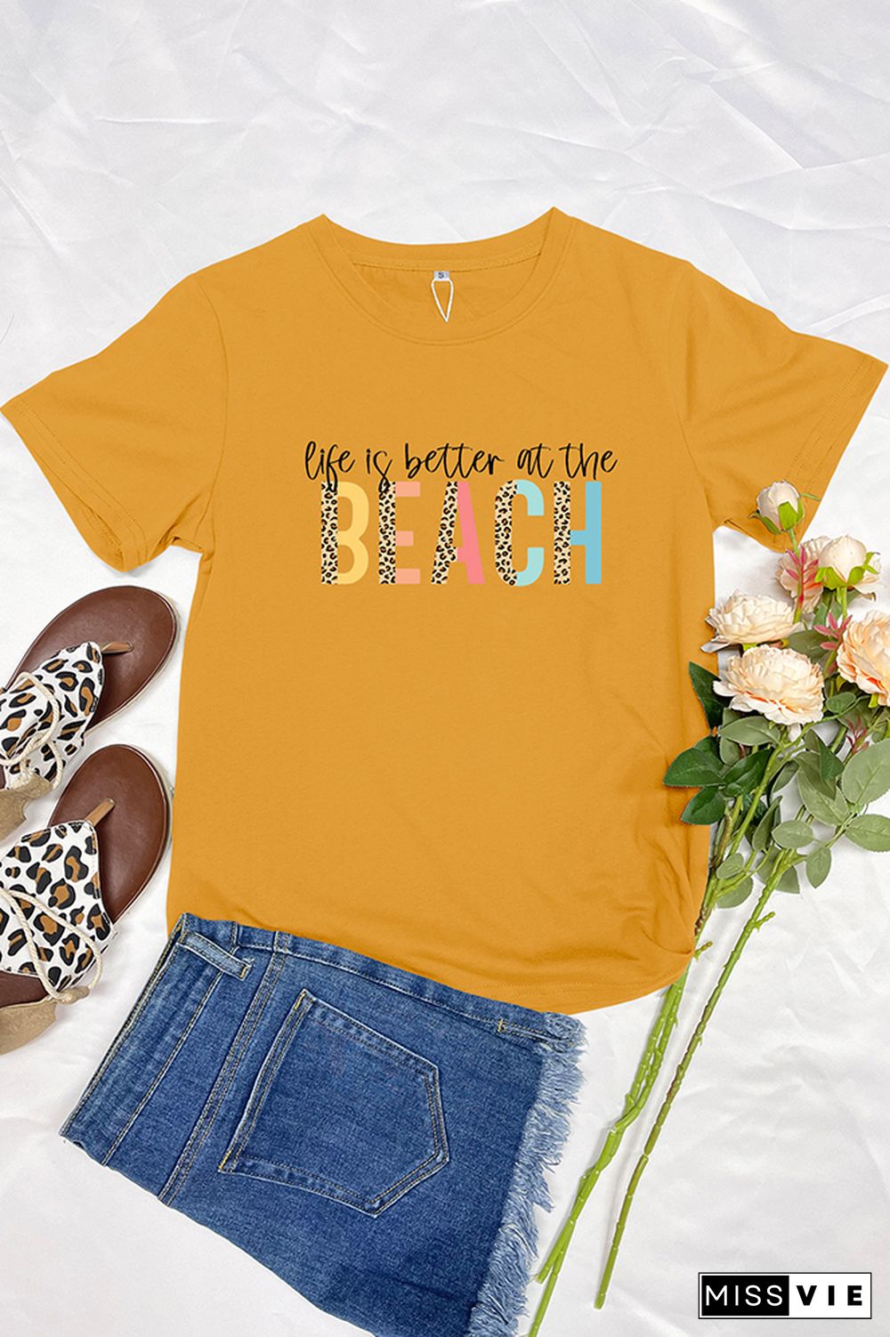 Life is better at the beach Sleeve Graphic Tee Wholesale