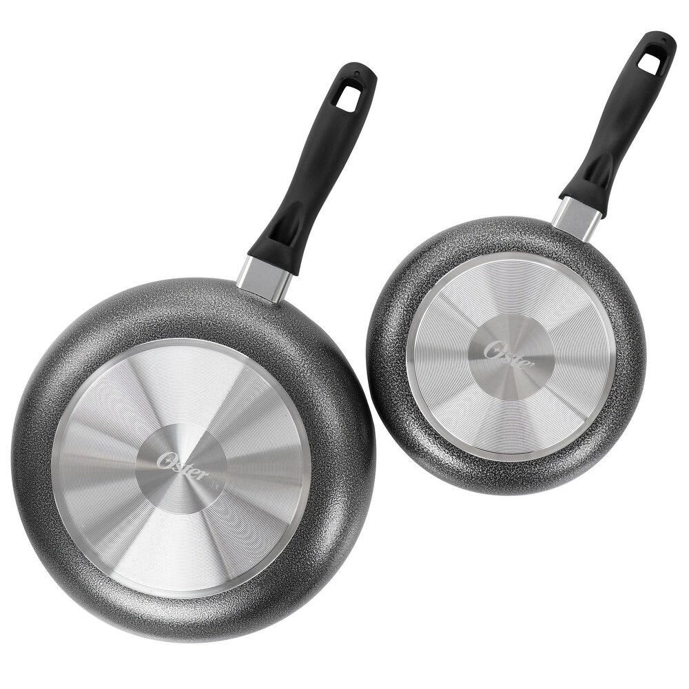 Oster Clairborne 2 Piece Nonstick Aluminum Frying Pan Set in Charcoal