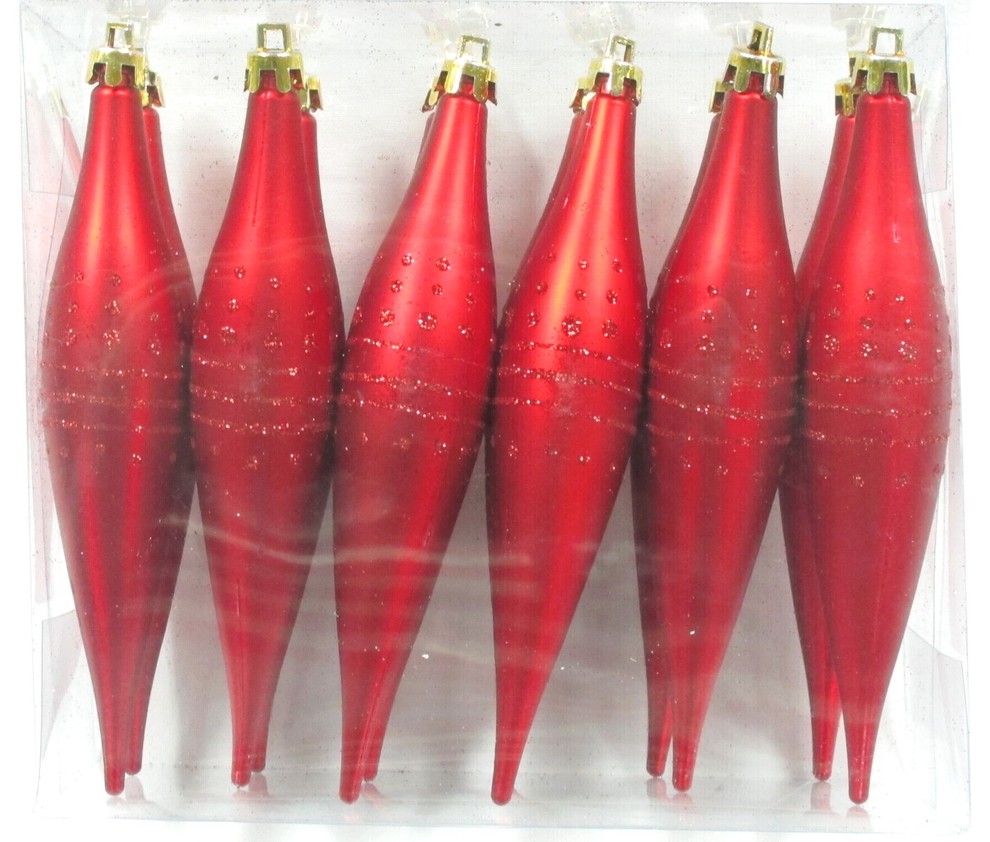 Red Finial Ornament With Dot Design 12 Pack   Contemporary   Christmas Ornaments   by Queens of Christmas  Houzz