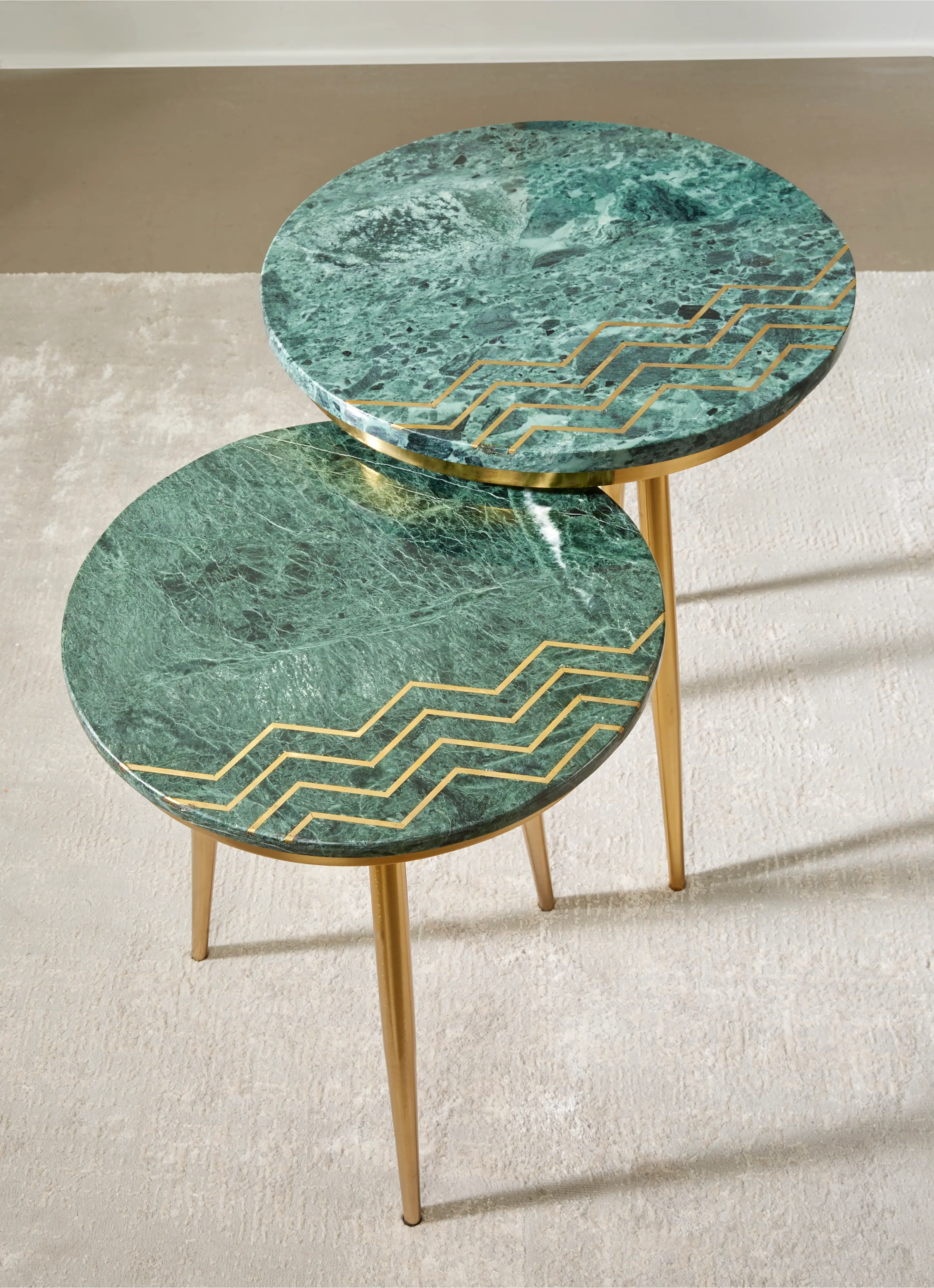 Avery Green Marble Nesting Tables， Set of 2