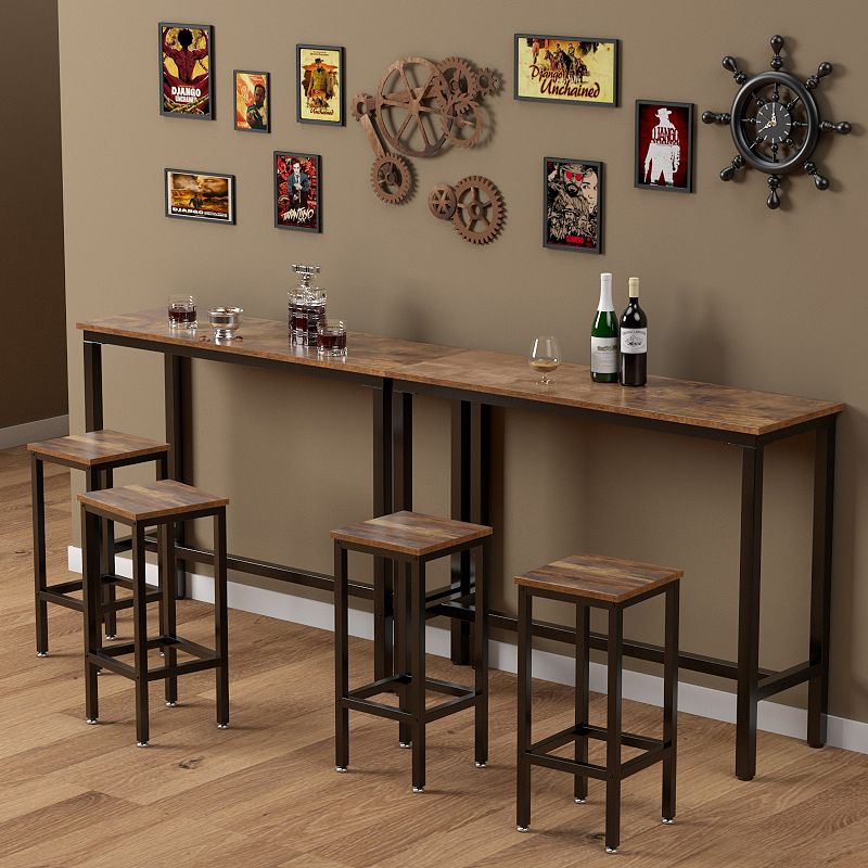 3 Pieces Counter Height Bar Furniture Set with Backless Stools-Brown