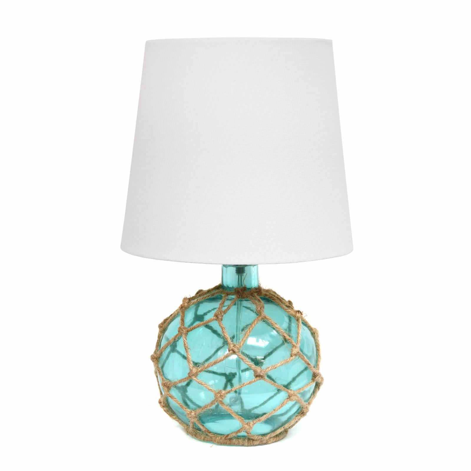 Elegant Designs Buoy Rope Nautical Netted Coastal Ocean Sea Glass Table Lamp