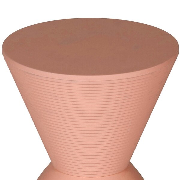 Niya 17 Inch Side End Table，Round Top，Pedestal Base，Indoor Outdoor，Pink