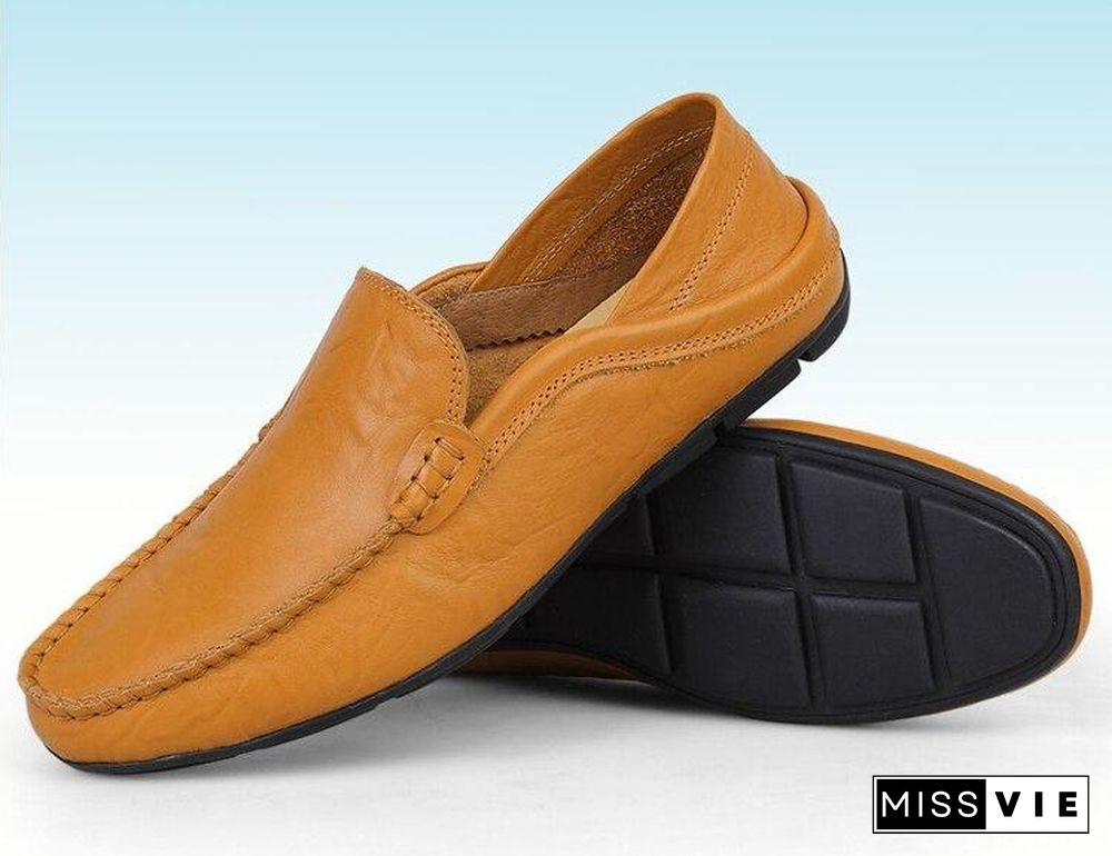 slip on casual men loafers mens moccasins shoes genuine leather men's flats shoes