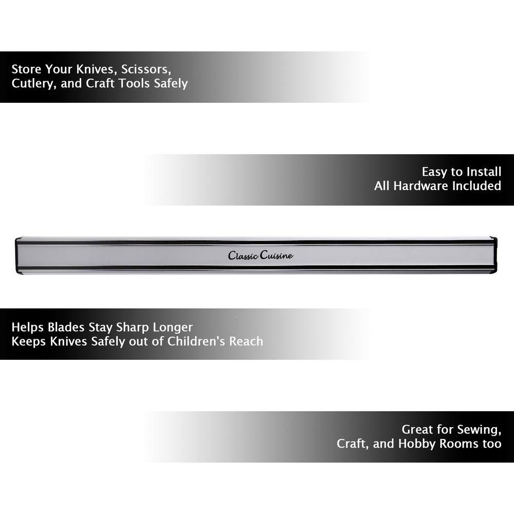 Classic Cuisine 22 in. Silver Magnetic Aluminum Bar Storage Strip M030202