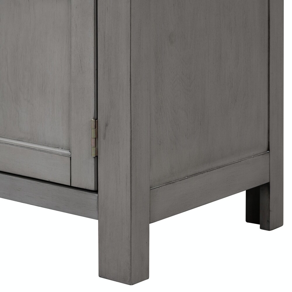 4 Door Cabinet with Adjustable Shelf and Metal Handles