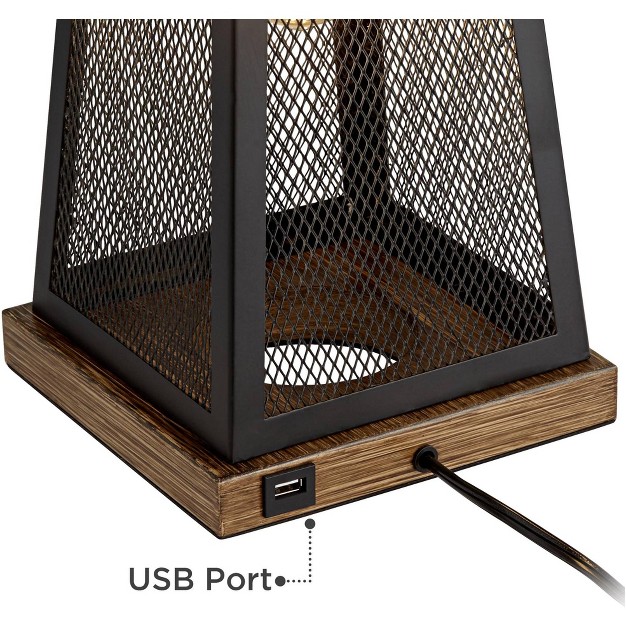 High Metal Mesh With Nightlight Led Usb Charging Port Burlap Shade For Living Room House Desk