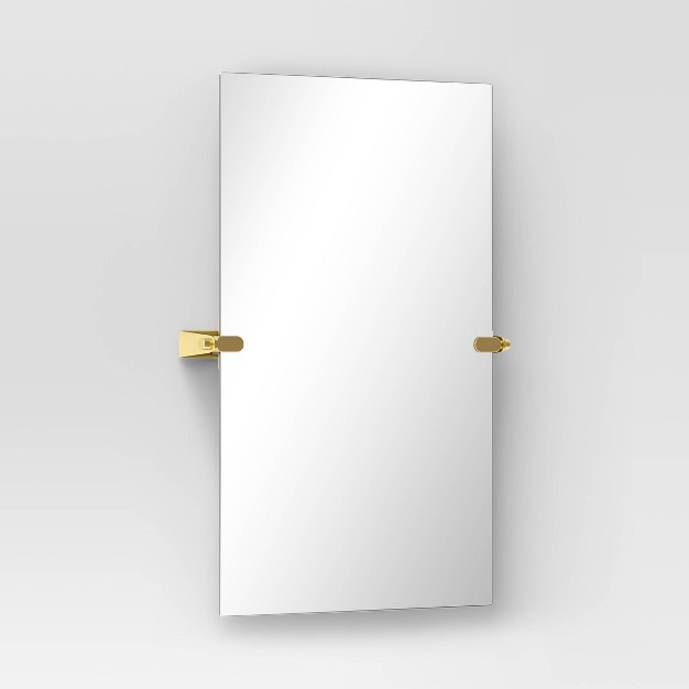 X Frameless Rectangular Pivot Mirror Brass