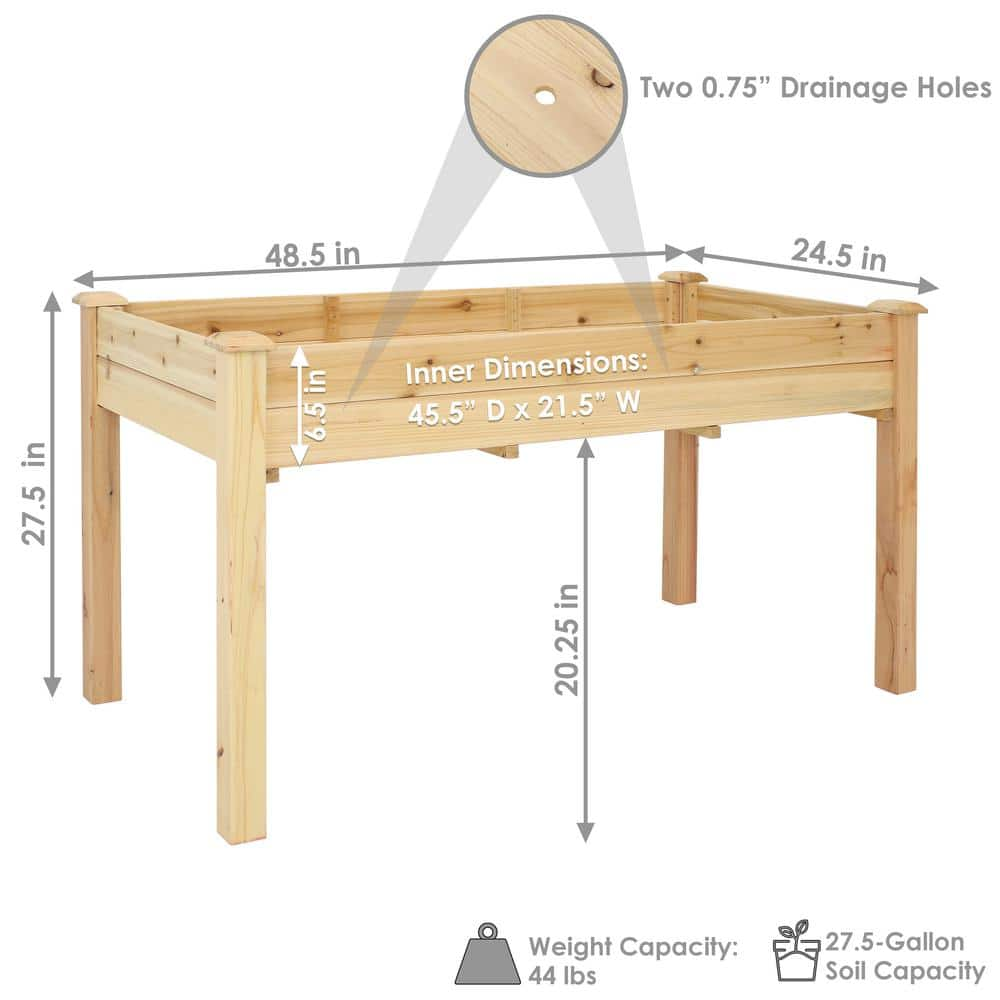 Sunnydaze Decor 27.5 in. Tall Outdoor Wood Elevated Garden Planter Box HB-703