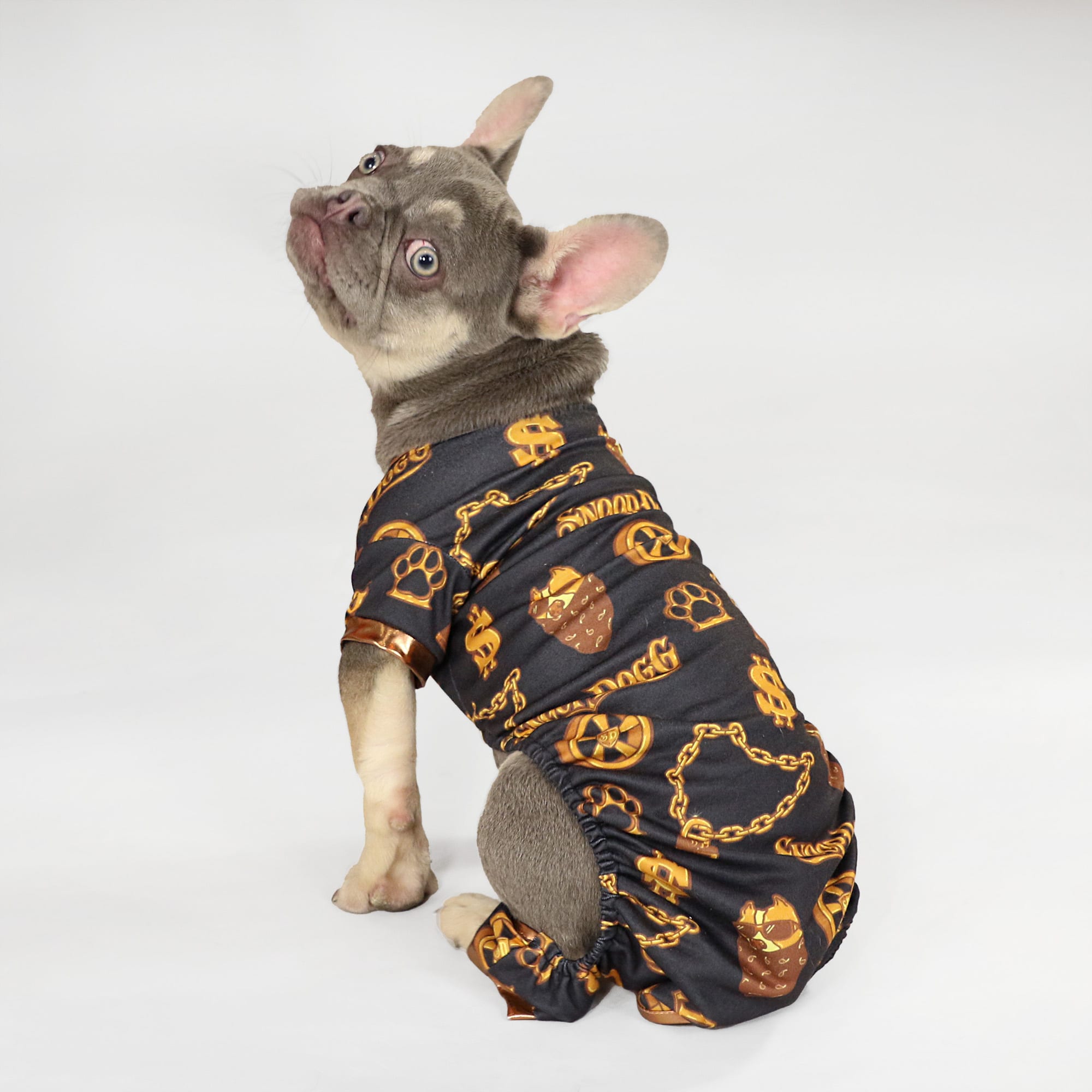 Snoop Doggie Doggs Black Off the Chain Deluxe Pet Pajamas， X-Small