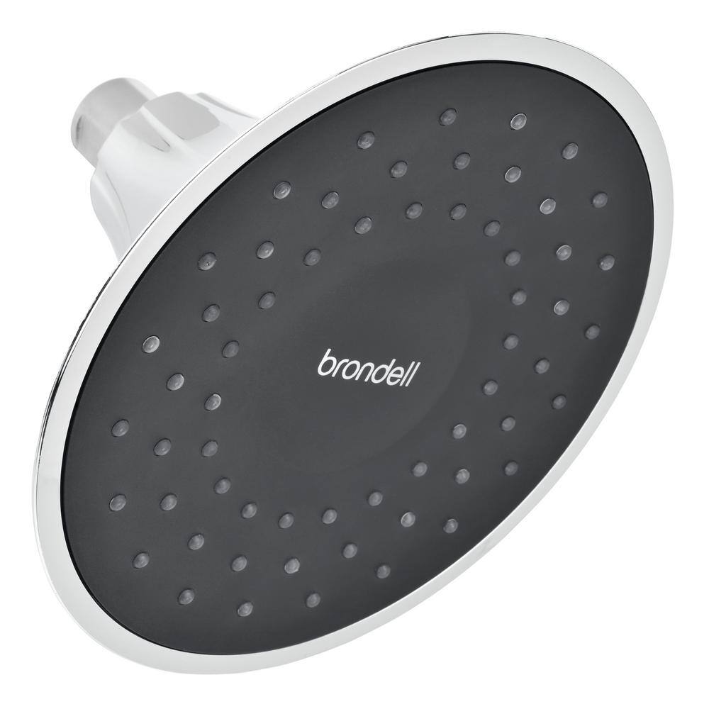 Brondell VivaSpring 1-Spray Patterns with 1.8 GPM 6.5 in. Single Wall Mount Fixed Shower Head with KDF Filter in Obsidian Face FSH25-CB