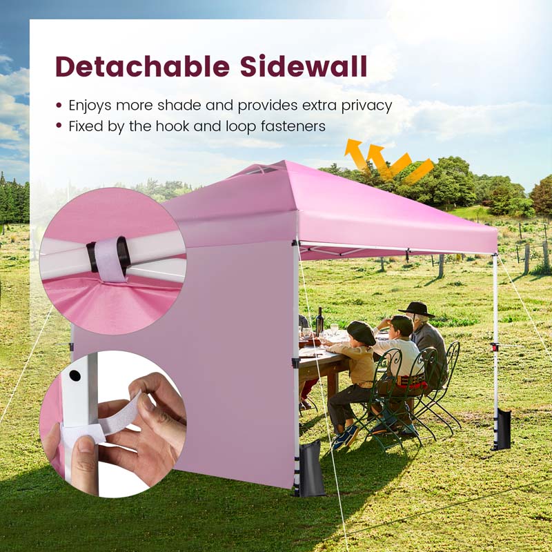 10 x 10 FT Pop Up Canopy Tent Commercial Instant Tent with Removable Sidewall, Carry Bag, Banner Strip