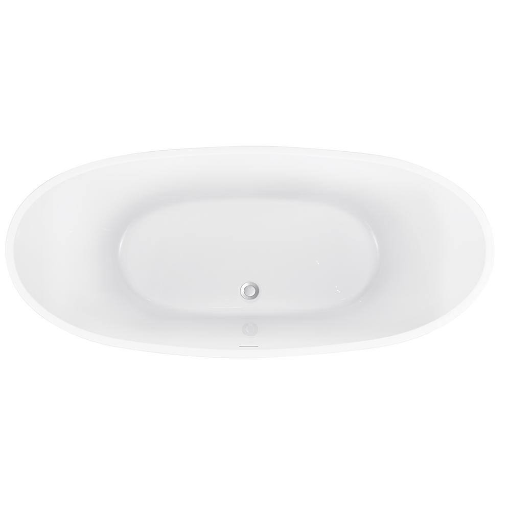 Mokleba Minimalist 62 in. Acrylic Freestanding Bathtub cUPC Certificated Slipper with Polished Chrome Drain Soaking Tub in White BTHD00191067262