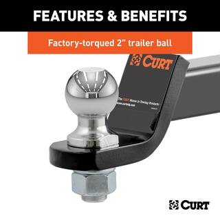 CURT 7500 lbs. 2 in. Drop Trailer Hitch Ball Mount Draw Bar Towing Starter Kit with 2 in. Ball (2 in. Shank) 45534