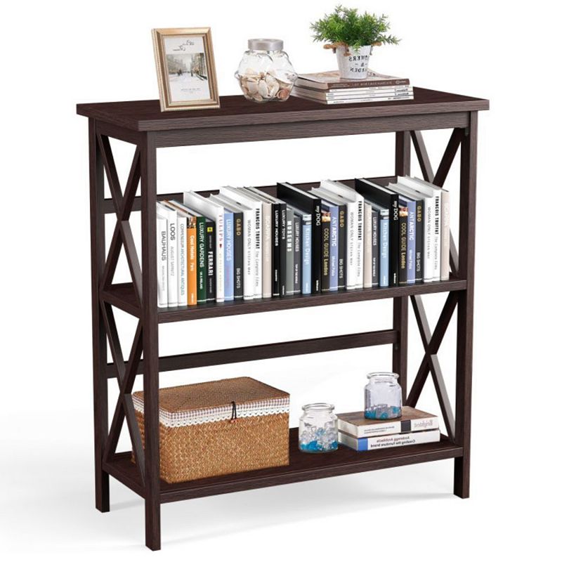 Hivago 3-Tier Wooden Multi-Functional X-Design Etagere Storage Bookshelf