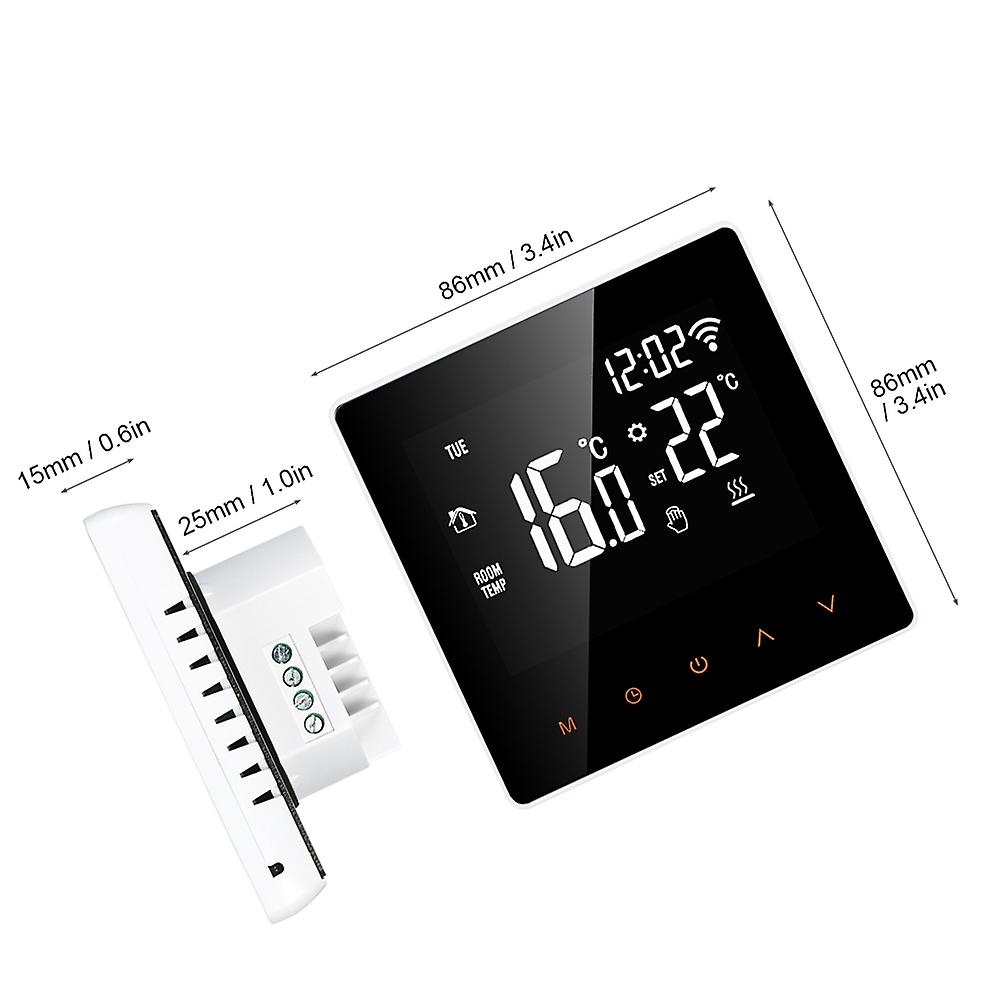 White Wi-fi Wi-fi Smart Thermostat Digital Temperature Controller App Control Lcd Display Touch Screen Week Programmable Electric Floor Heating Thermo