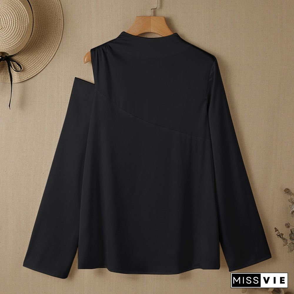 Women's Fashion Long Sleeve One Shoulder Sexy Tops Spring Autumn Casual Blouse T-shirts Blusas Femininas S-5XL