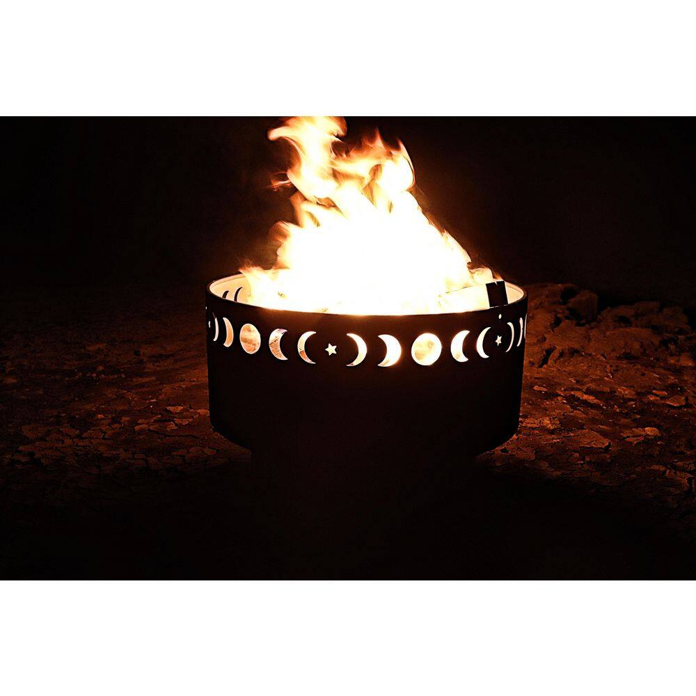 23 in. Dia Moon Phase Outdoor Wood Burning Fire Stove with Cover PF04WONDER3