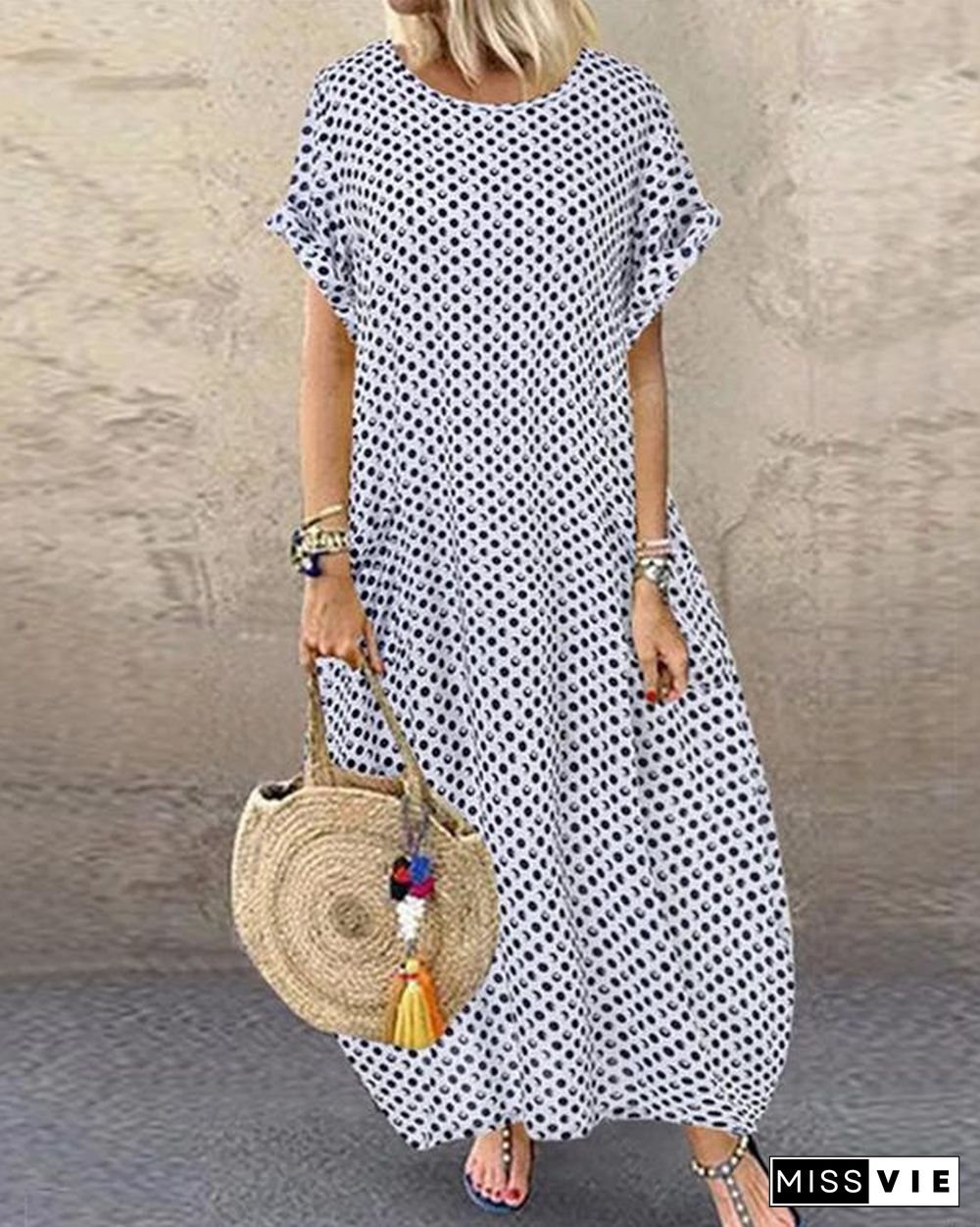 Boho Polka Dots Maxi Dress