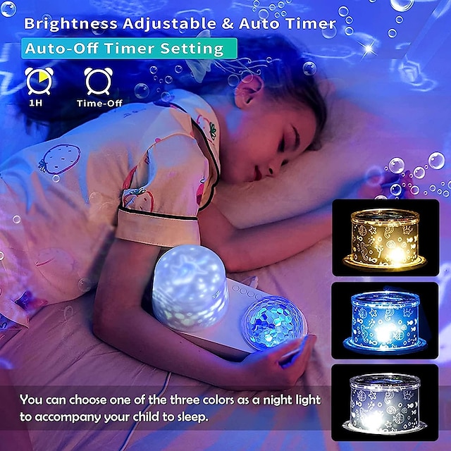 Ocean Light Projector for Bedroom 360 Degree Rotating Night Lights Projector 6 Colors Double-Layer Stereo Projection Effect Galaxy Projection Night Light Kids Toys Birthday