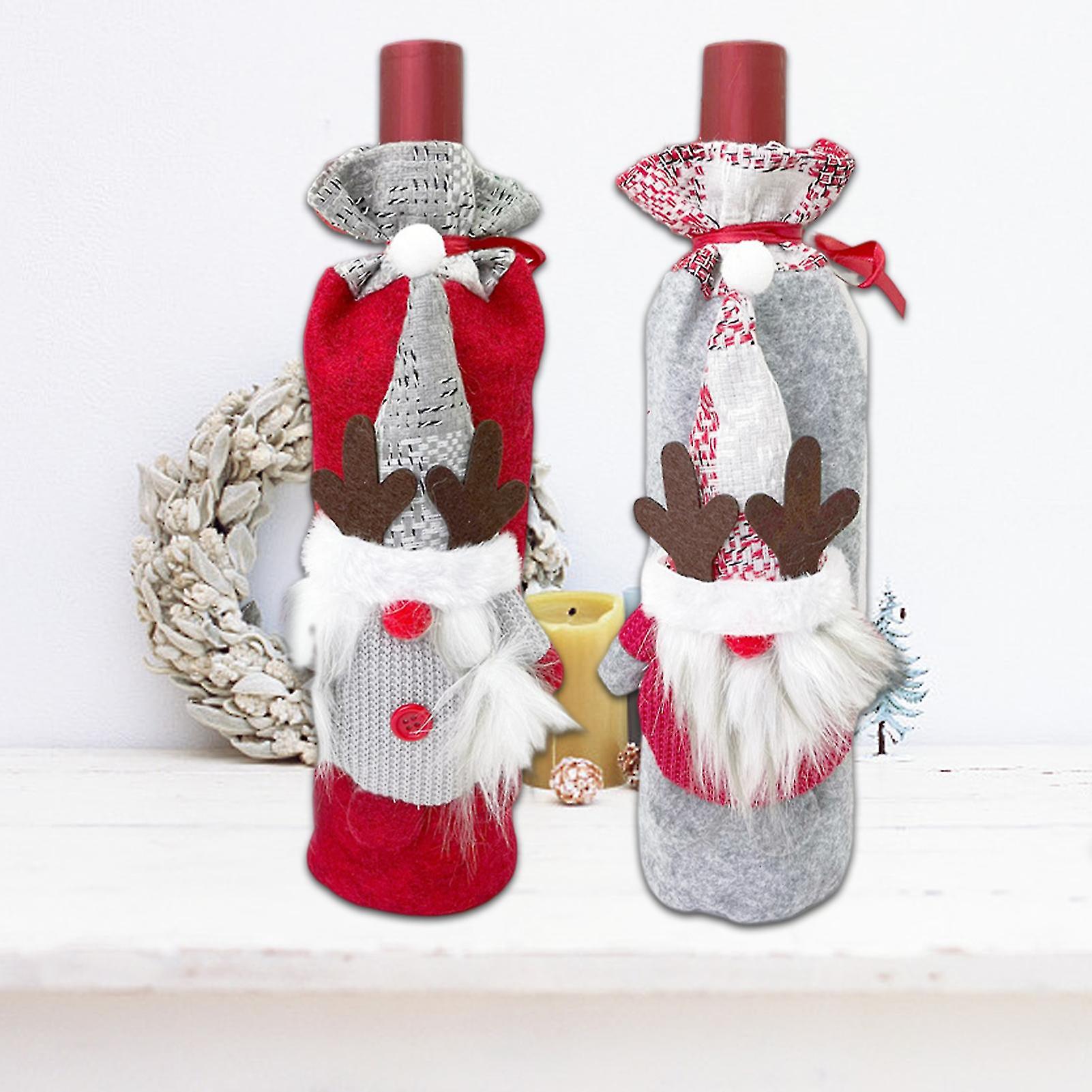 Christmas Style Wine Bottle Cover Fade-less Adorable Cloth Faceless Doll Champagne Bottle Bag