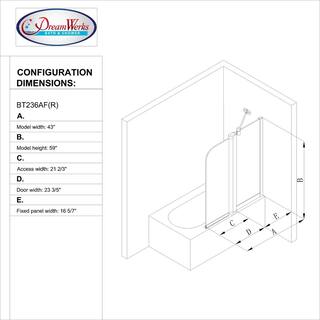 Dreamwerks 43 in. x 59 in. Frameless Pivot Tub Door in Chrome BT236AF