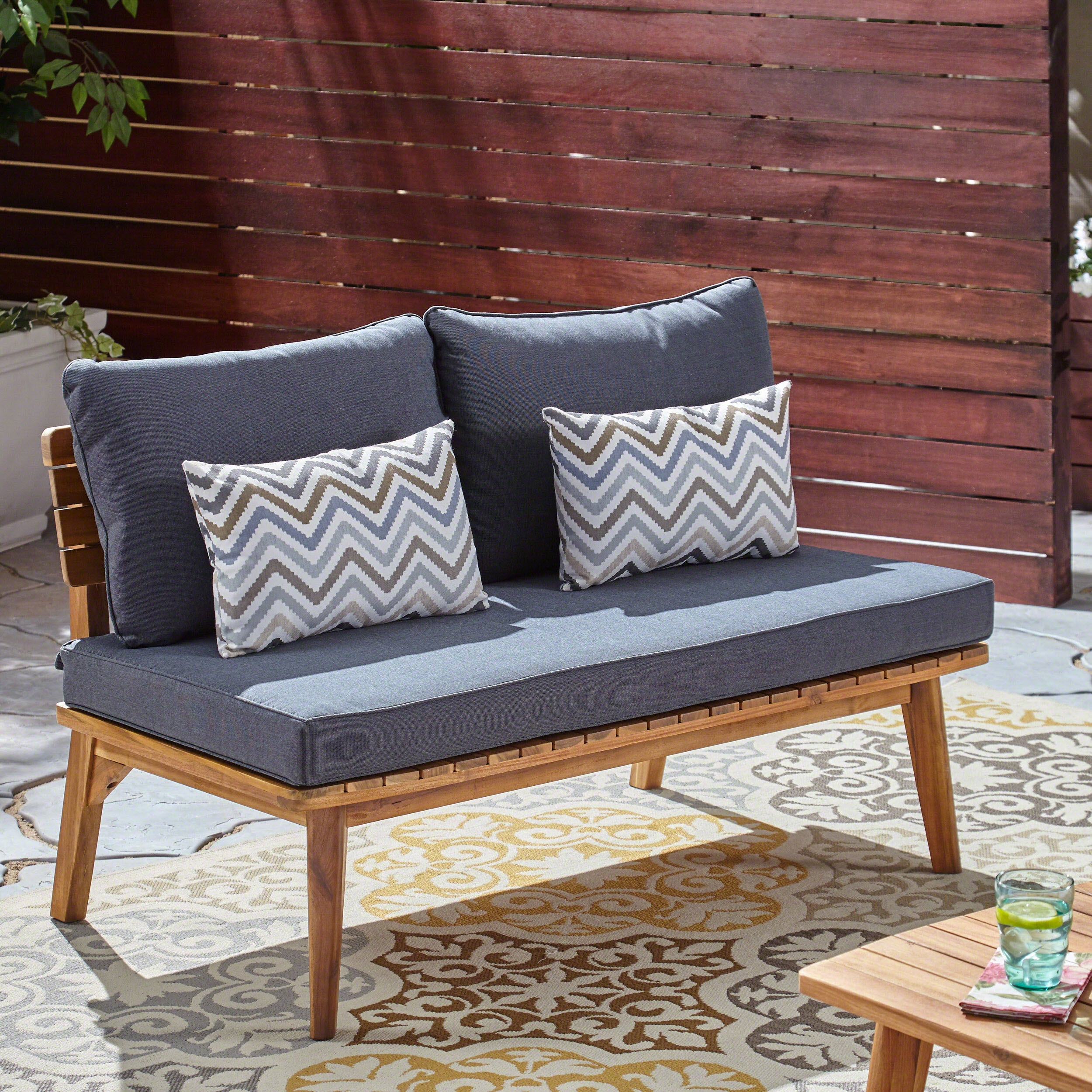 Boyle Outdoor Acacia Wood Loveseat