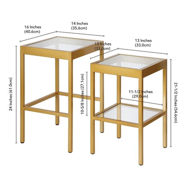 Alexis Metal/ Tempered Glass Nesting Tables