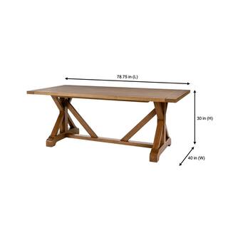 Home Decorators Collection Aberwood Patina Oak Finish Wood Rectangle Trestle Dining Table for 6 (78.75 in. L x 30 in. H) DP18019-P