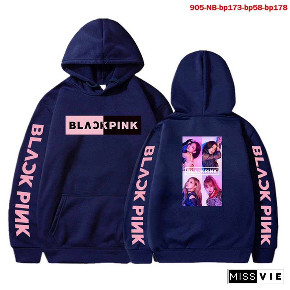 Kpop Blackpink Printed Hoodies Women Casual Personality Hooded Pullover Fashion Outdoor Long Sleeve Sweatshirts