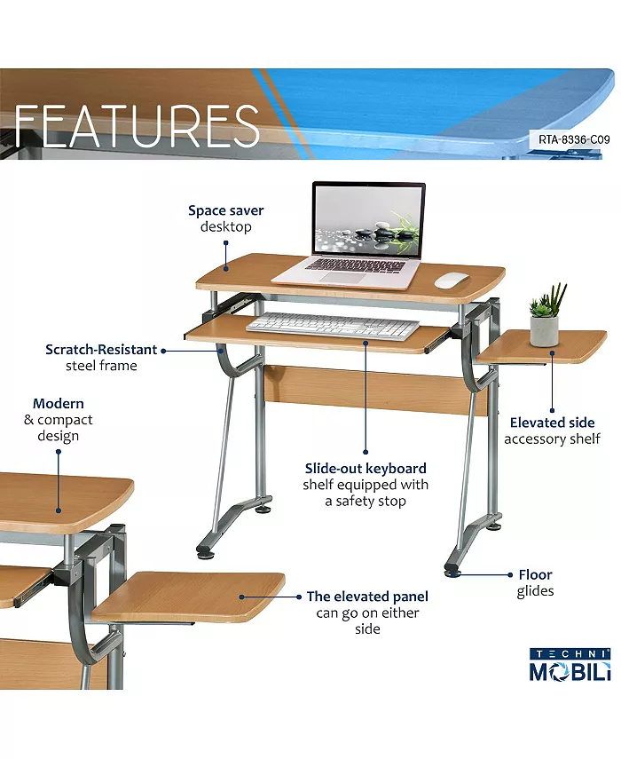 RTA Products Techni Mobili Compact Computer Desk